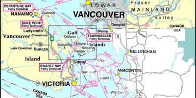 Vancouver island ferry ಮಾರ್ಗಗಳನ್ನು ನಕ್ಷೆ