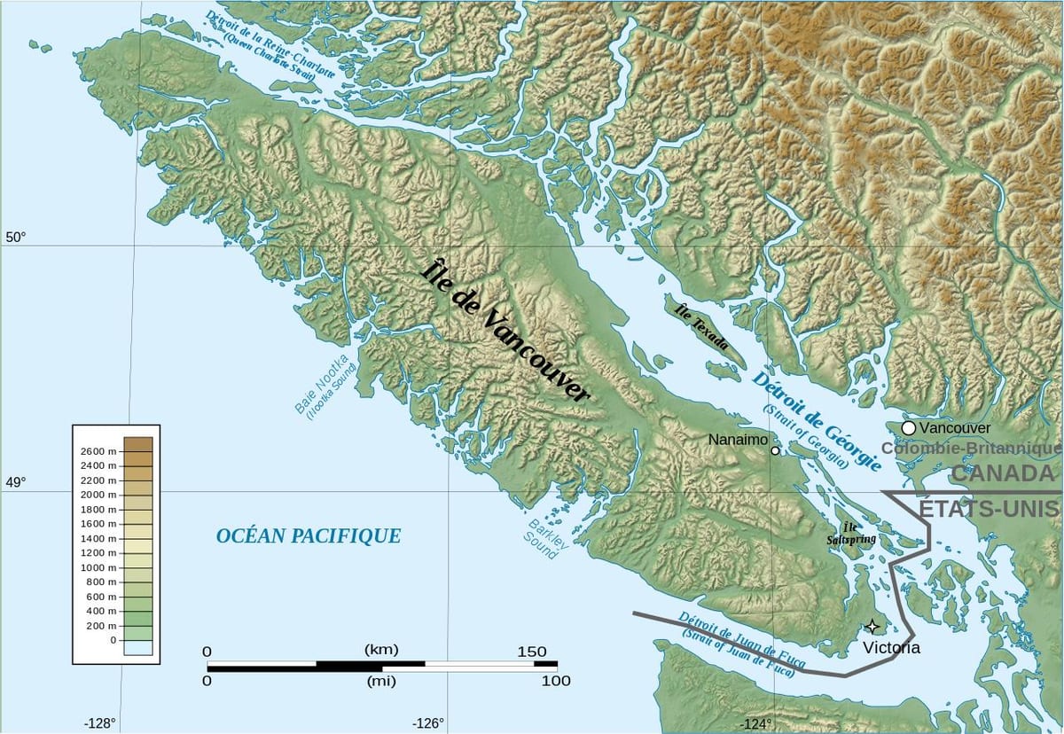ನಕ್ಷೆ ಸ್ಥಳಾಕೃತಿಯ vancouver island