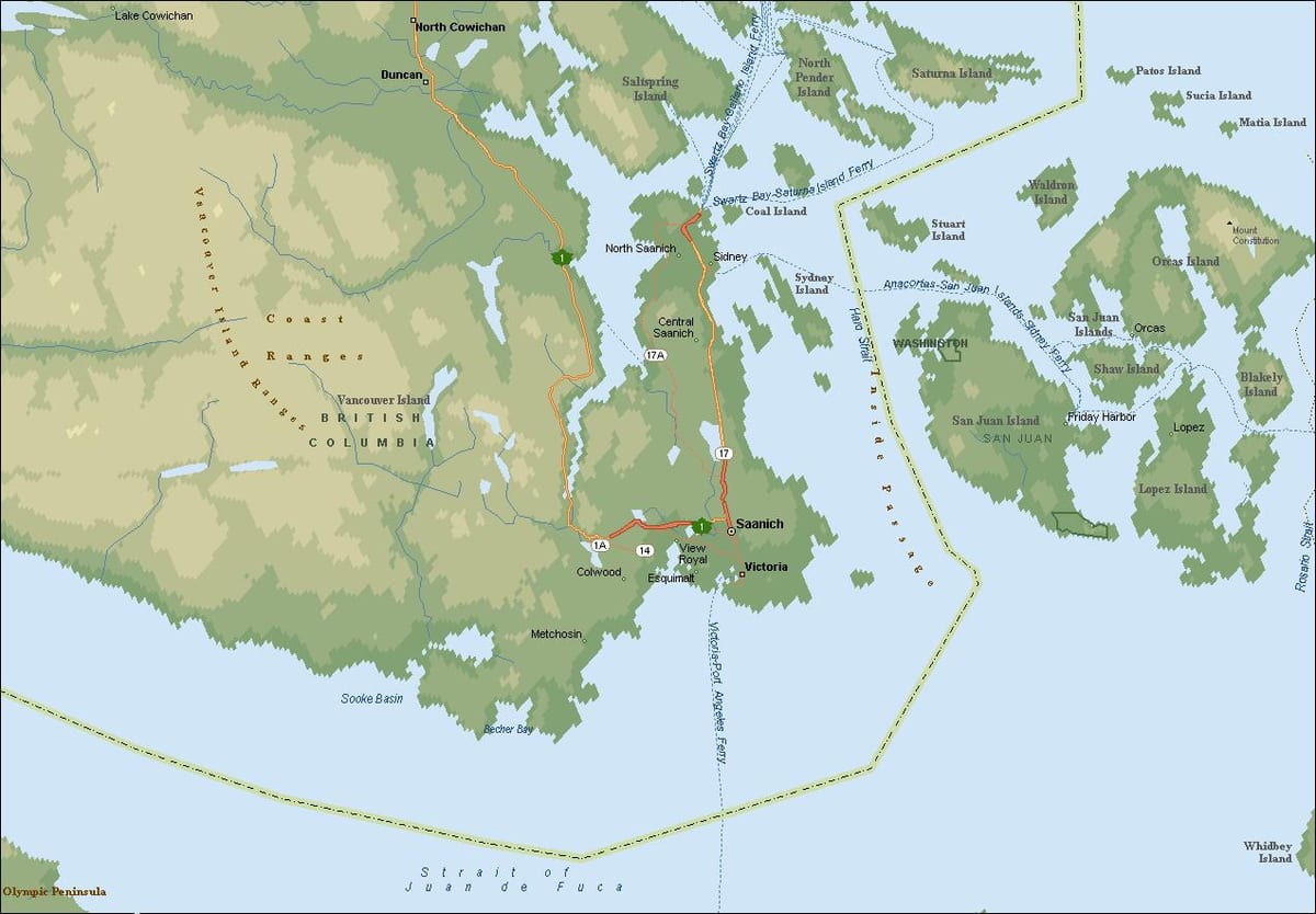 ನಕ್ಷೆ saanich vancouver island
