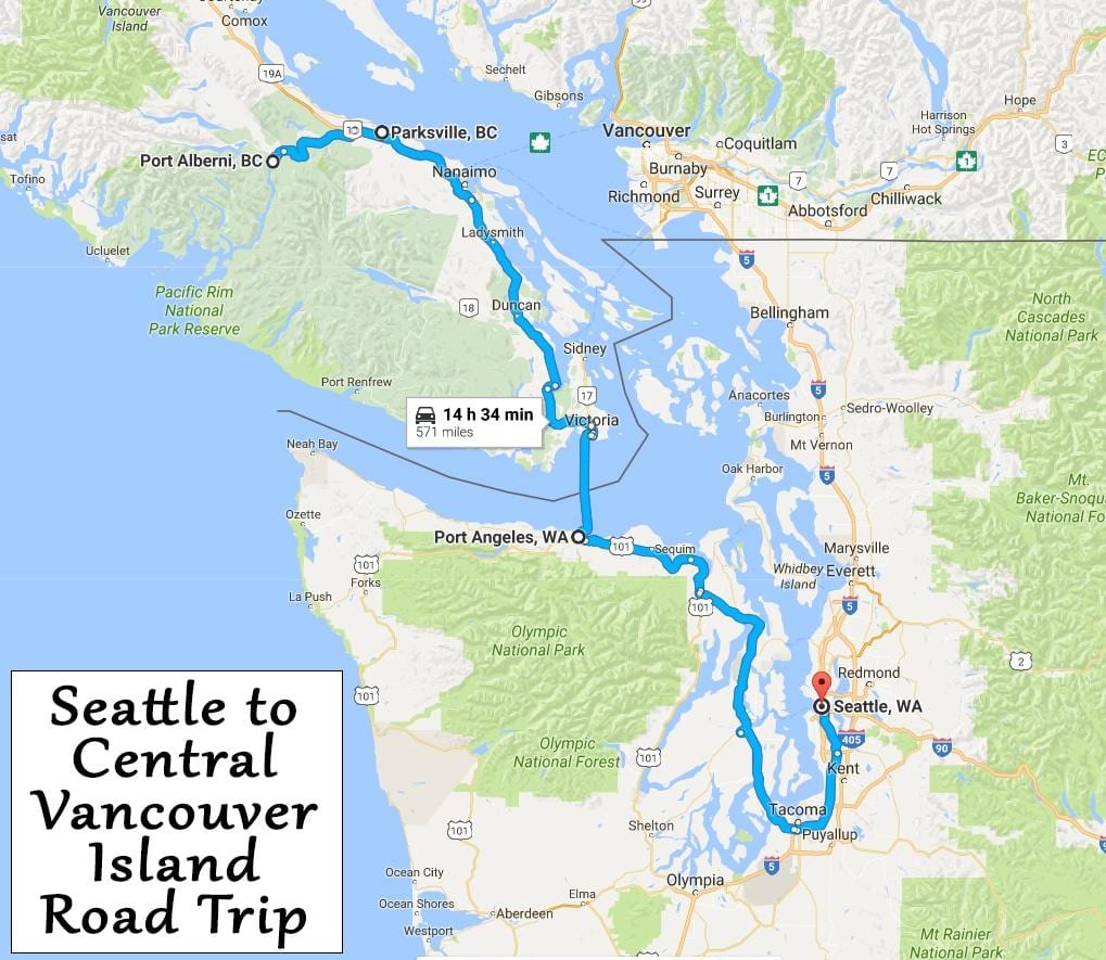 vancouver island ನಕ್ಷೆ ಚಾಲನೆ ದೂರದ