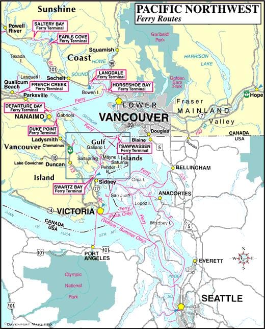 vancouver island ferry ಮಾರ್ಗಗಳನ್ನು ನಕ್ಷೆ