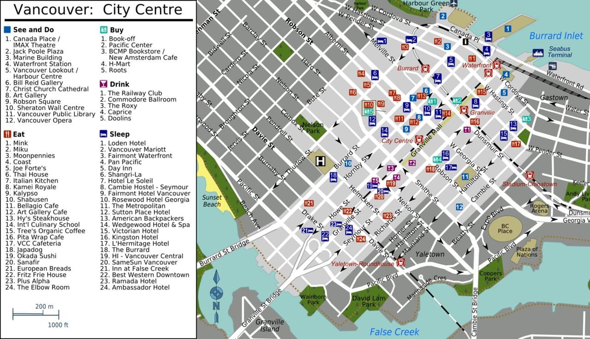 yaletown ವ್ಯಾಂಕೋವರ್ ನಕ್ಷೆ