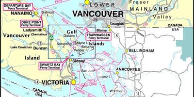 Vancouver island ferry ಮಾರ್ಗಗಳನ್ನು ನಕ್ಷೆ